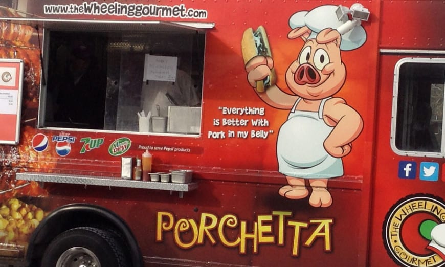 What a great way to bring in 2015, than hanging out with a Porchetta truck. They call themselves the Wheeling Gourmet.